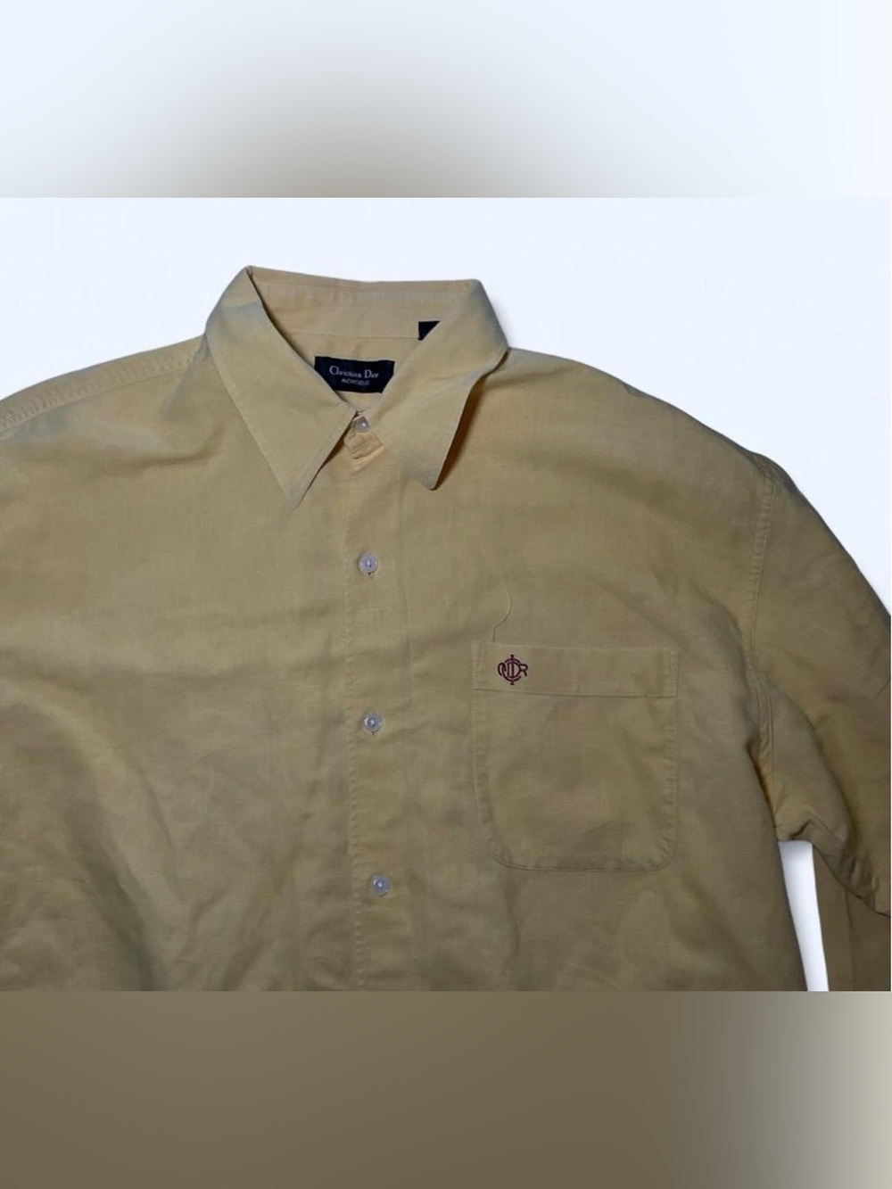 Vintage 90s Yellow Christian Dior Monsieur button-up shirt in XL - Picture 4 of 7